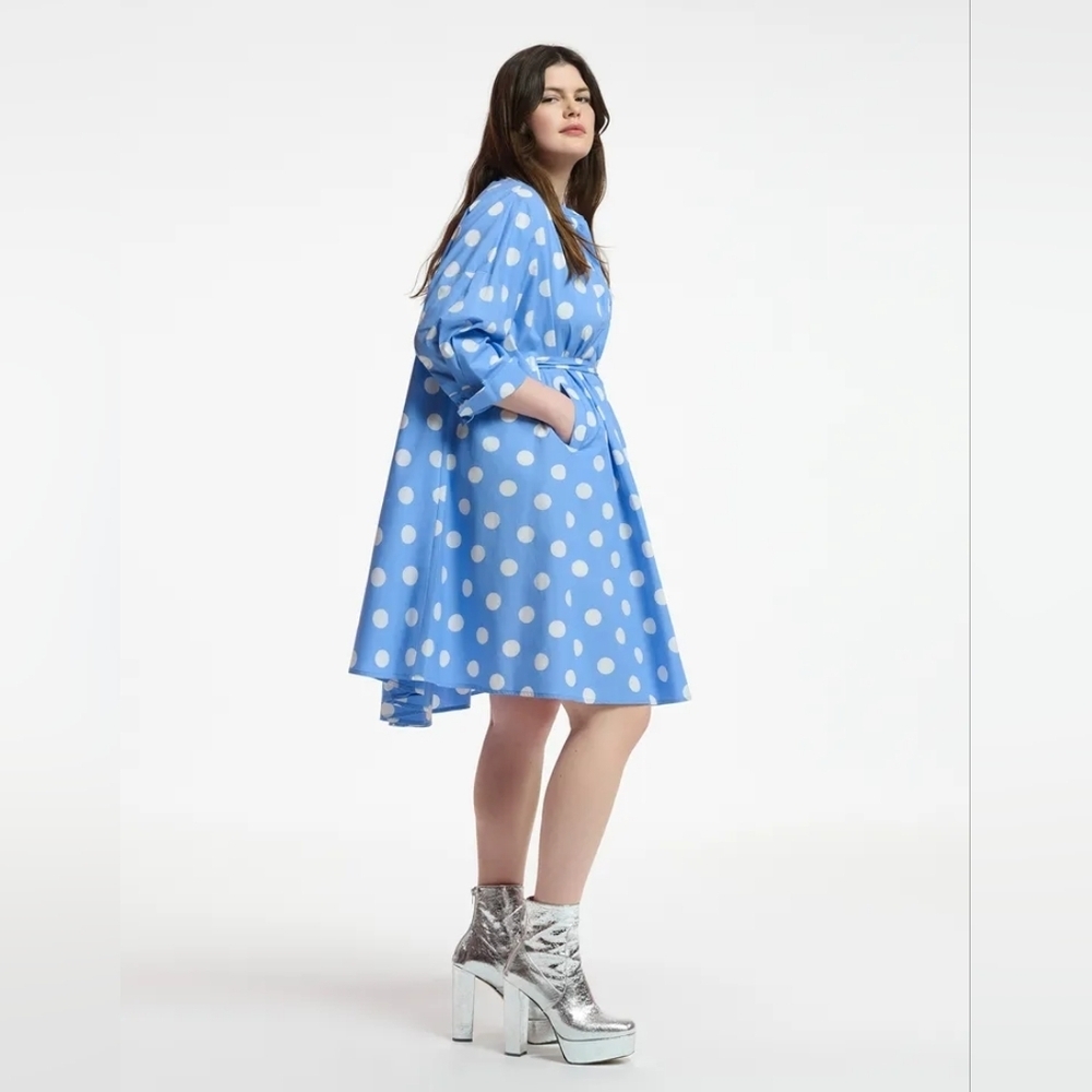 Essentiel Antwerp Oversized Polka Dot Cotton Poplin Dress Size L - Picture 2 of 6